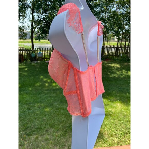 Victorias Secret Lace Corset Bustier S-DD/P-DD Orange - Picture 3 of 8